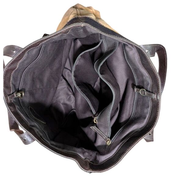 Fossil Authentic Classic Waxed Canvas and Leather Medium Tote Bag - Brown & Tan - Picture 8 of 12